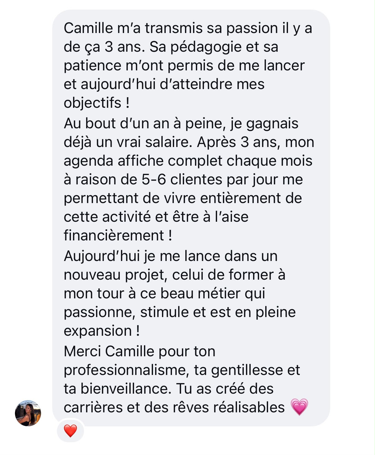 Témoignage d'élève 1